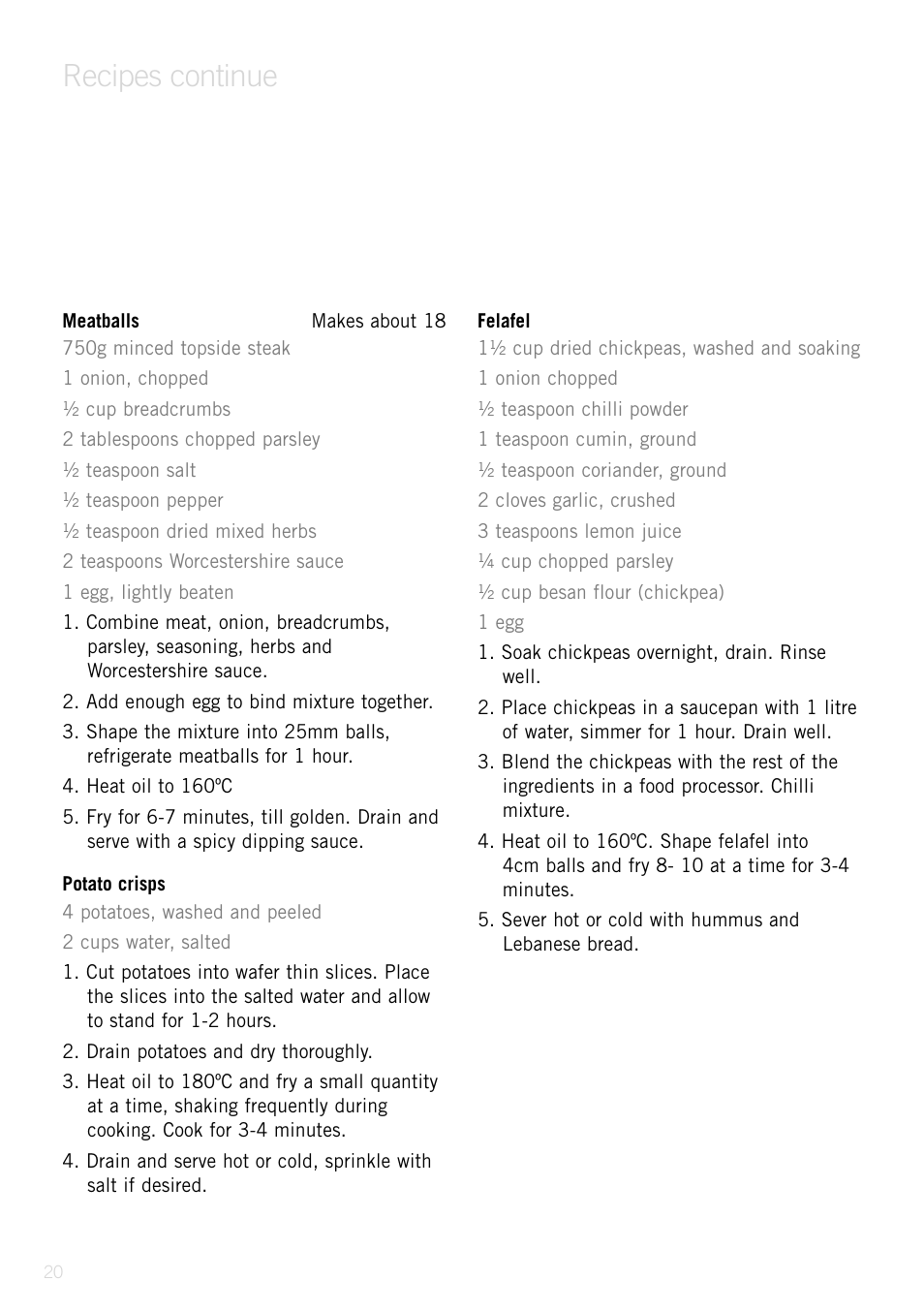 Recipes continue | Sunbeam Deep Fryer User Manual | Page 19 / 23