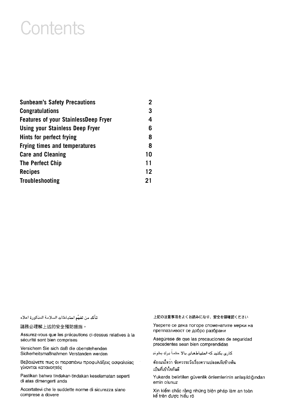Sunbeam Deep Fryer User Manual | Page 2 / 23