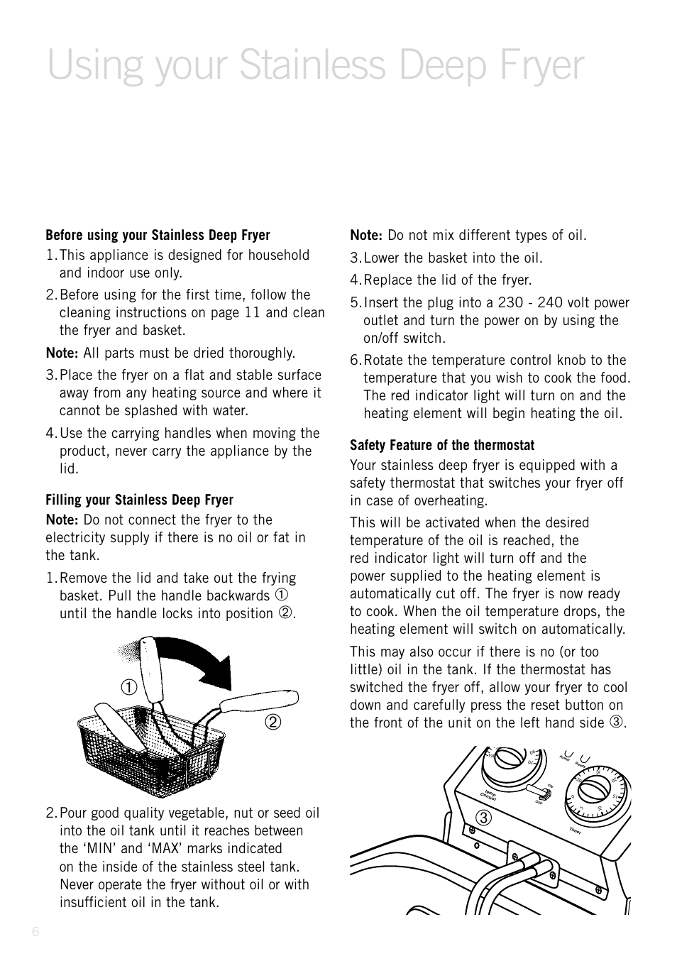 Using your stainless deep fryer, Until the handle locks into position | Sunbeam Deep Fryer User Manual | Page 7 / 23