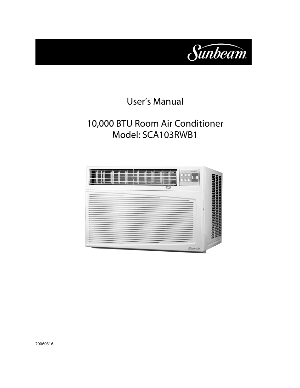 Sunbeam SCA103RWB1 User Manual | 18 pages