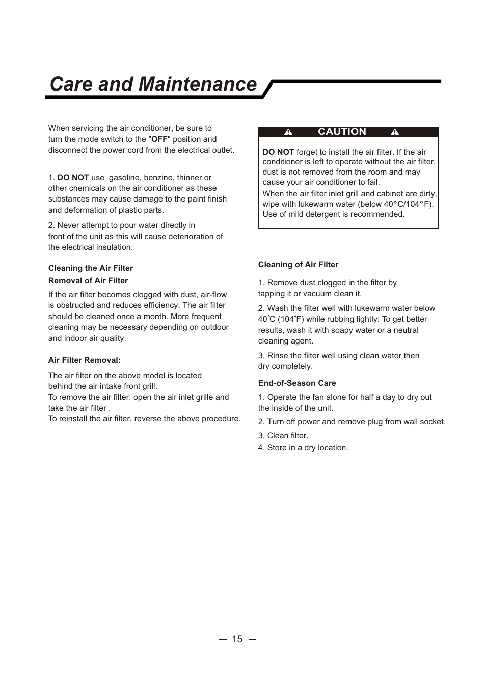 Т³гж 16, Care and maintenance | Sunbeam SCA103RWB1 User Manual | Page 16 / 18