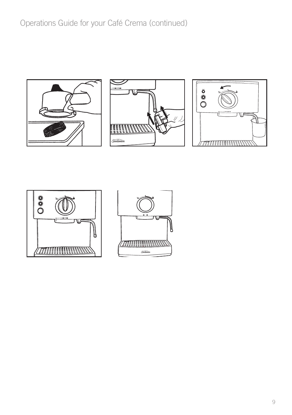 Operations guide for your café crema (continued) | Sunbeam EM4800 User Manual | Page 11 / 28