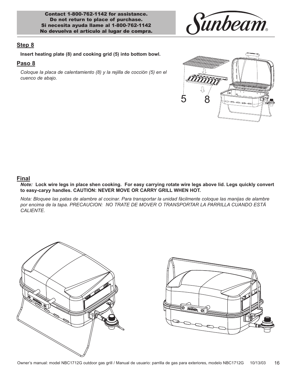 Sunbeam NBC1712G User Manual | Page 17 / 34