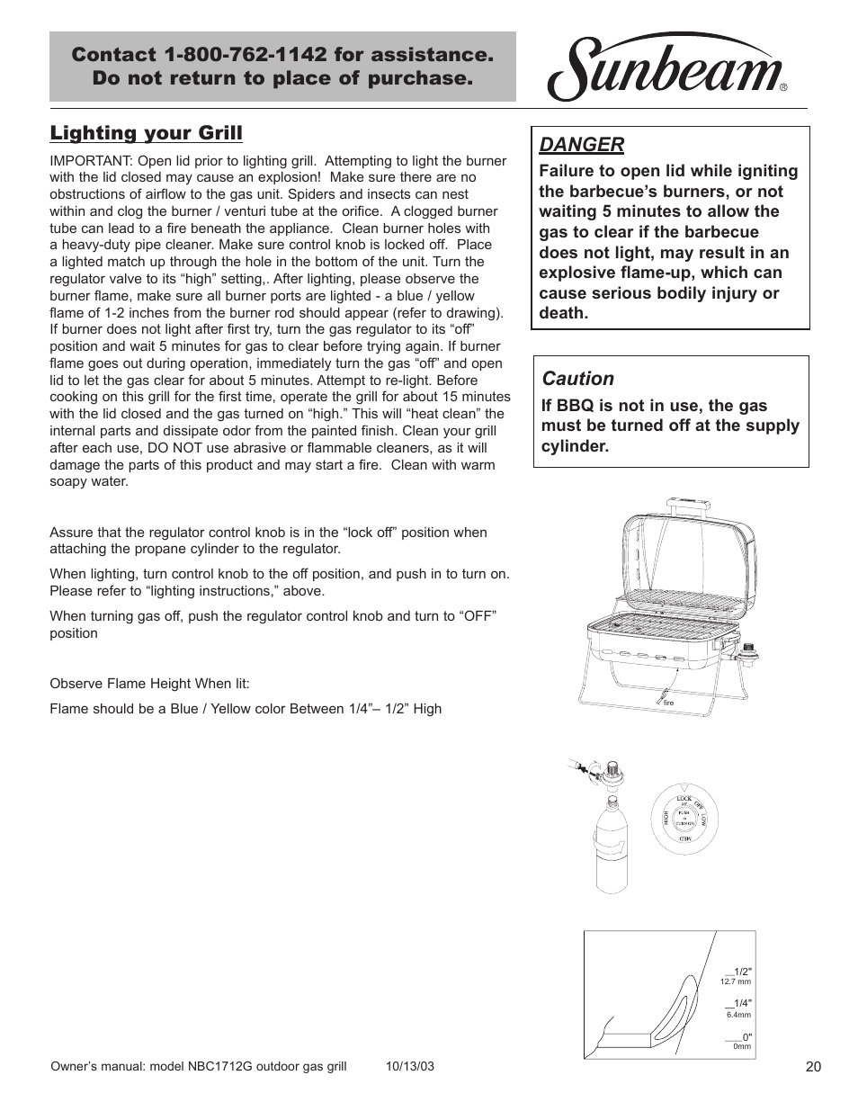 Danger, Caution | Sunbeam NBC1712G User Manual | Page 21 / 34