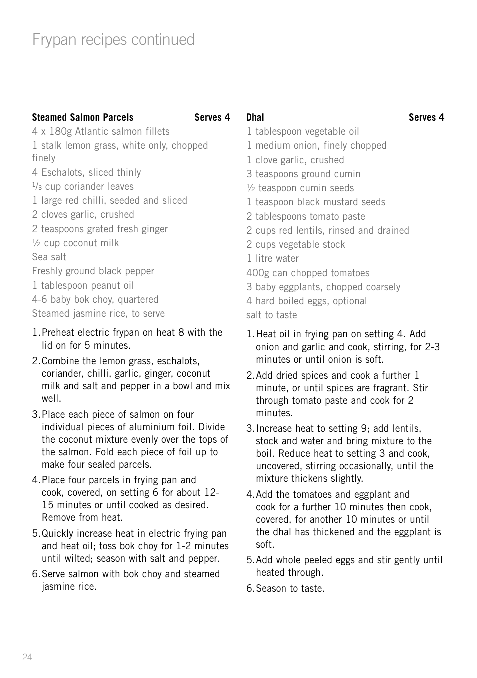 Frypan recipes continued | Sunbeam SK4200P User Manual | Page 26 / 36