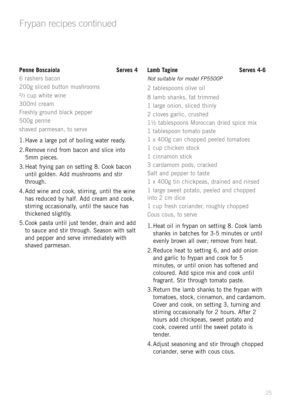 Frypan recipes continued | Sunbeam SK4200P User Manual | Page 27 / 36