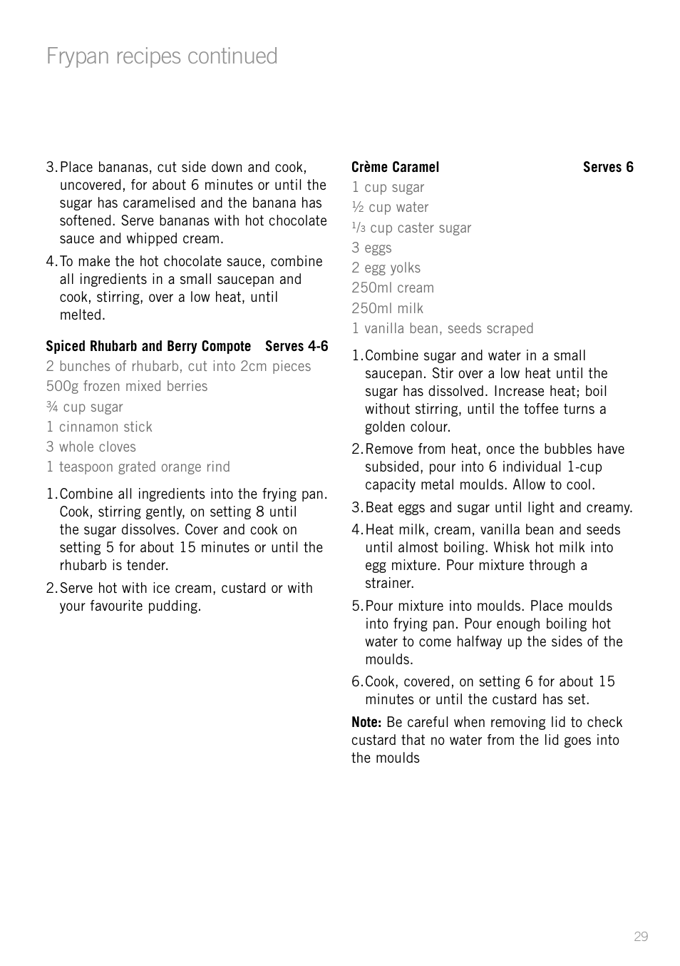 Heading, Frypan recipes continued | Sunbeam SK4200P User Manual | Page 31 / 36