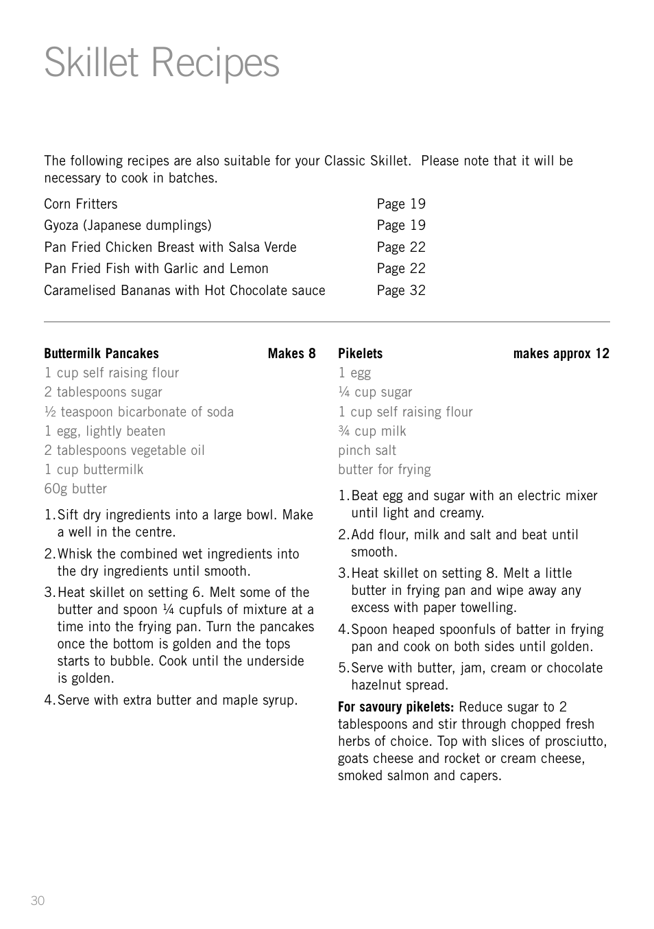 Skillet recipes, Heading | Sunbeam SK4200P User Manual | Page 32 / 36
