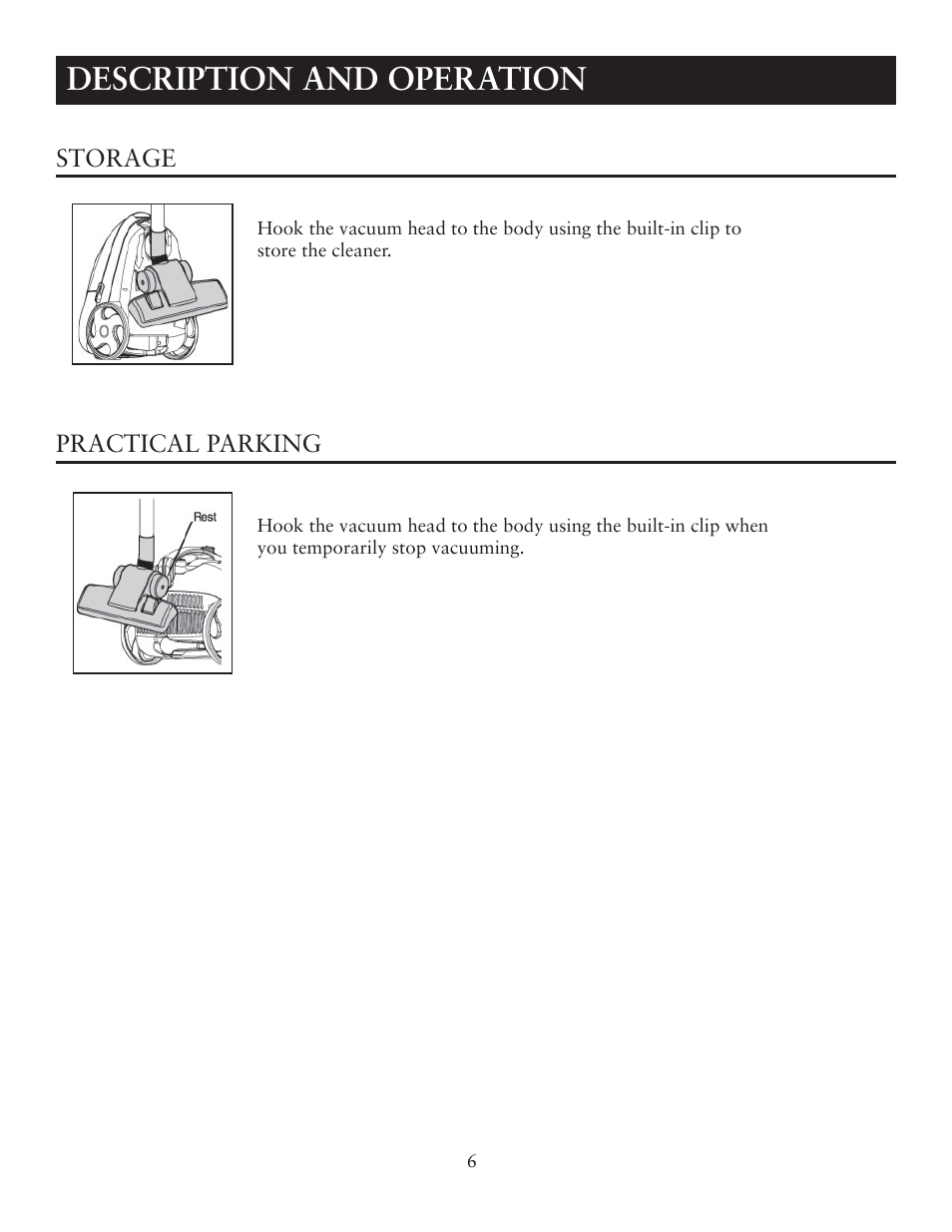 Description and operation | Sunbeam SNV11CBRB User Manual | Page 6 / 10