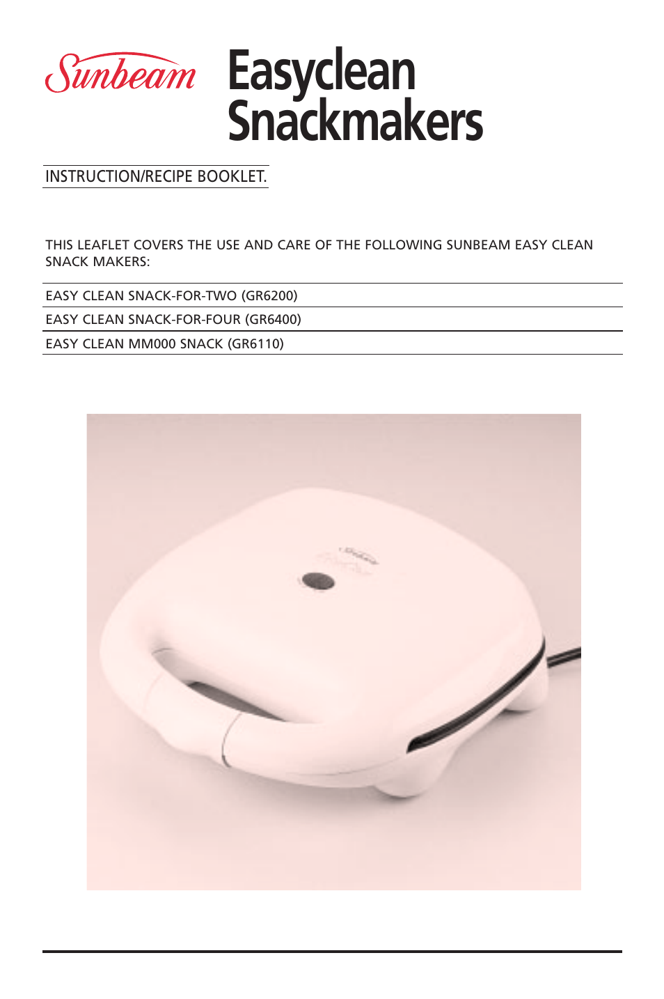 Sunbeam GR6400 User Manual | 7 pages