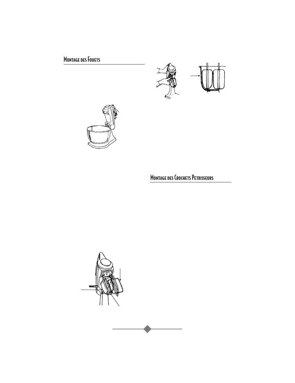 Montage des fouets, Montage des crochets petrisseurs | Sunbeam 2359 User Manual | Page 18 / 56