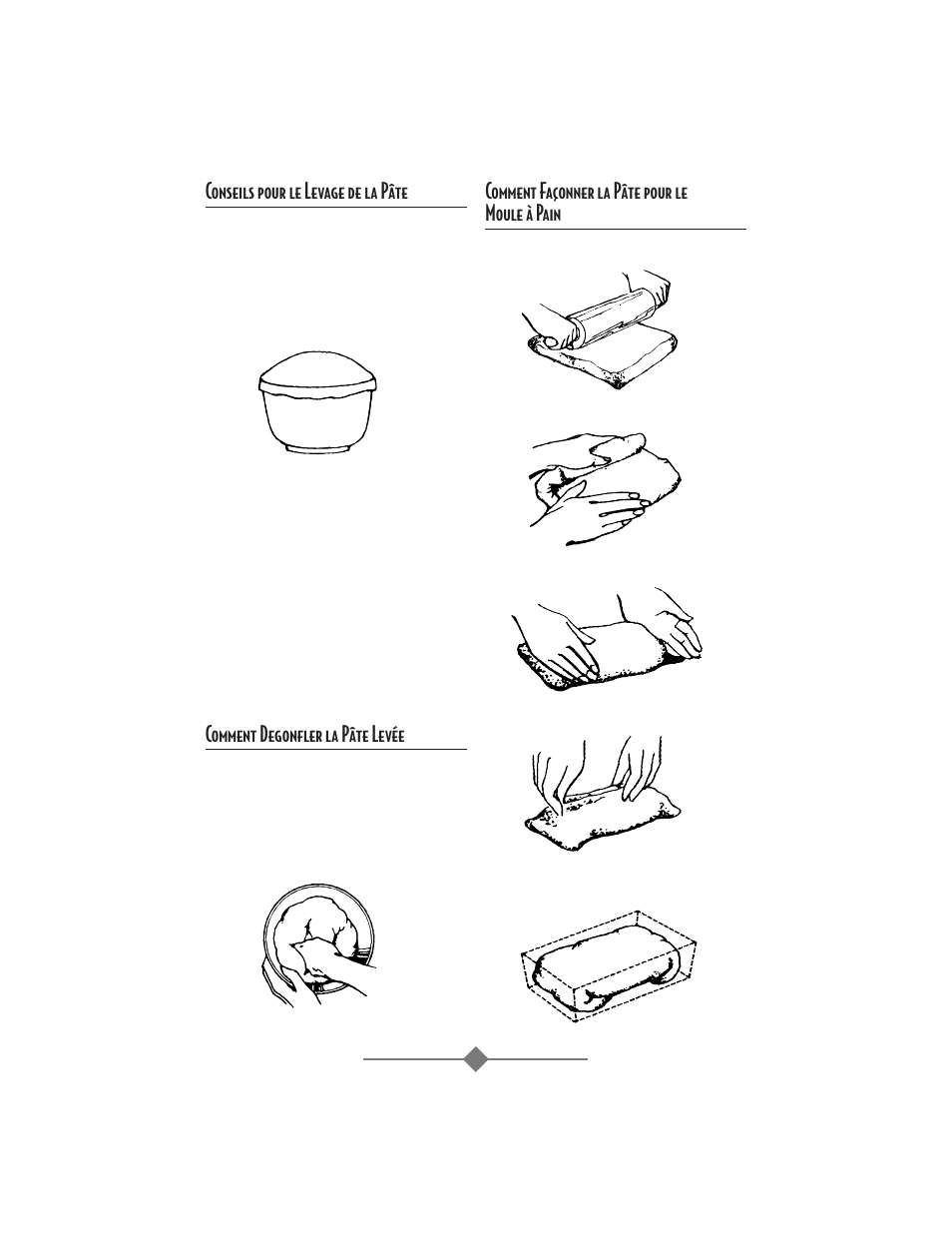 Comment façonner la pâte pour le moule à pain, Conseils pour le levage de la pâte, Comment degonfler la pâte levée | Sunbeam 2359 User Manual | Page 24 / 56
