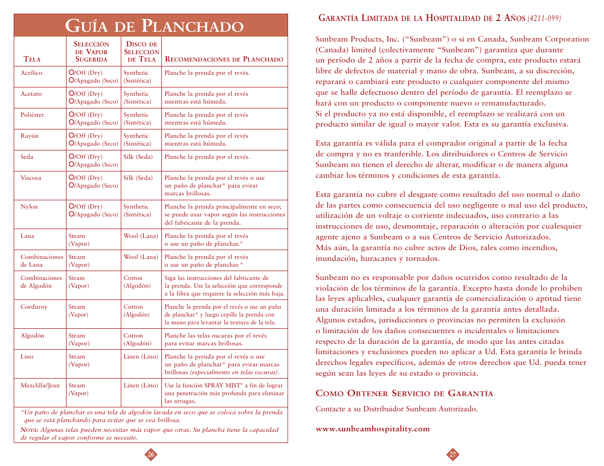 Uía de, Lanchado | Sunbeam 4211-099 User Manual | Page 14 / 20