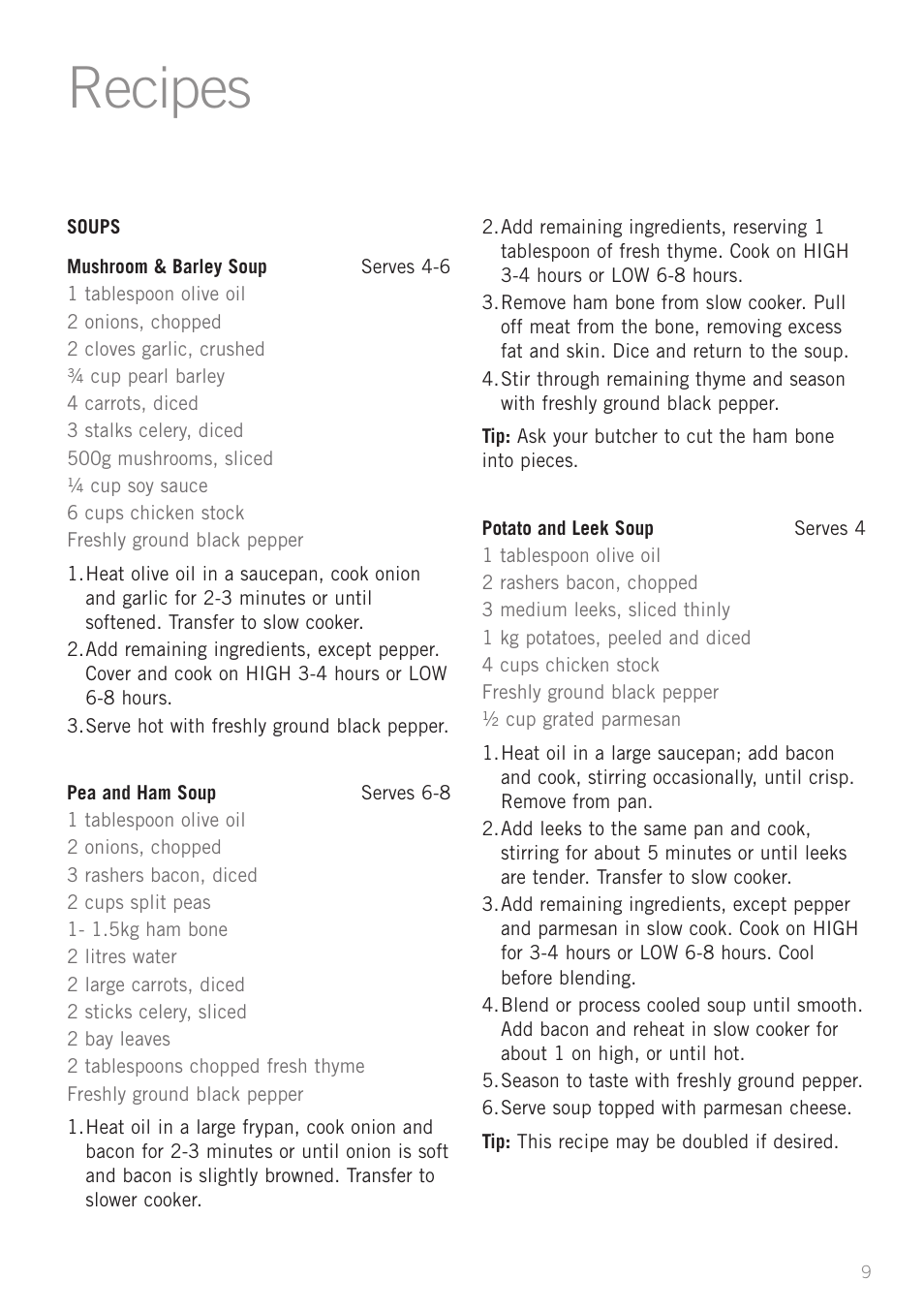 Recipes | Sunbeam HP5500 User Manual | Page 11 / 25