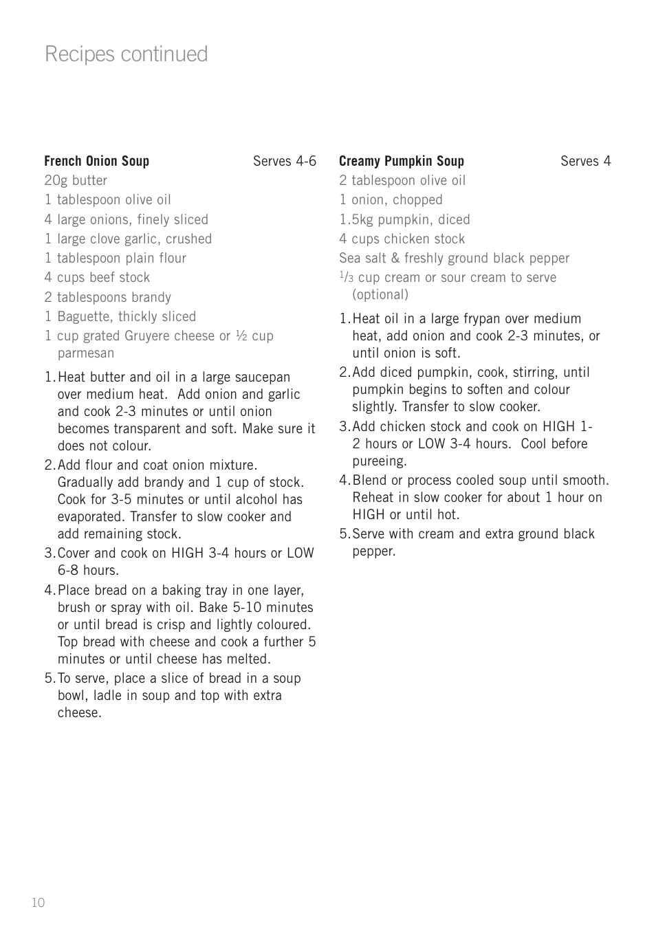 Recipes continued | Sunbeam HP5500 User Manual | Page 12 / 25