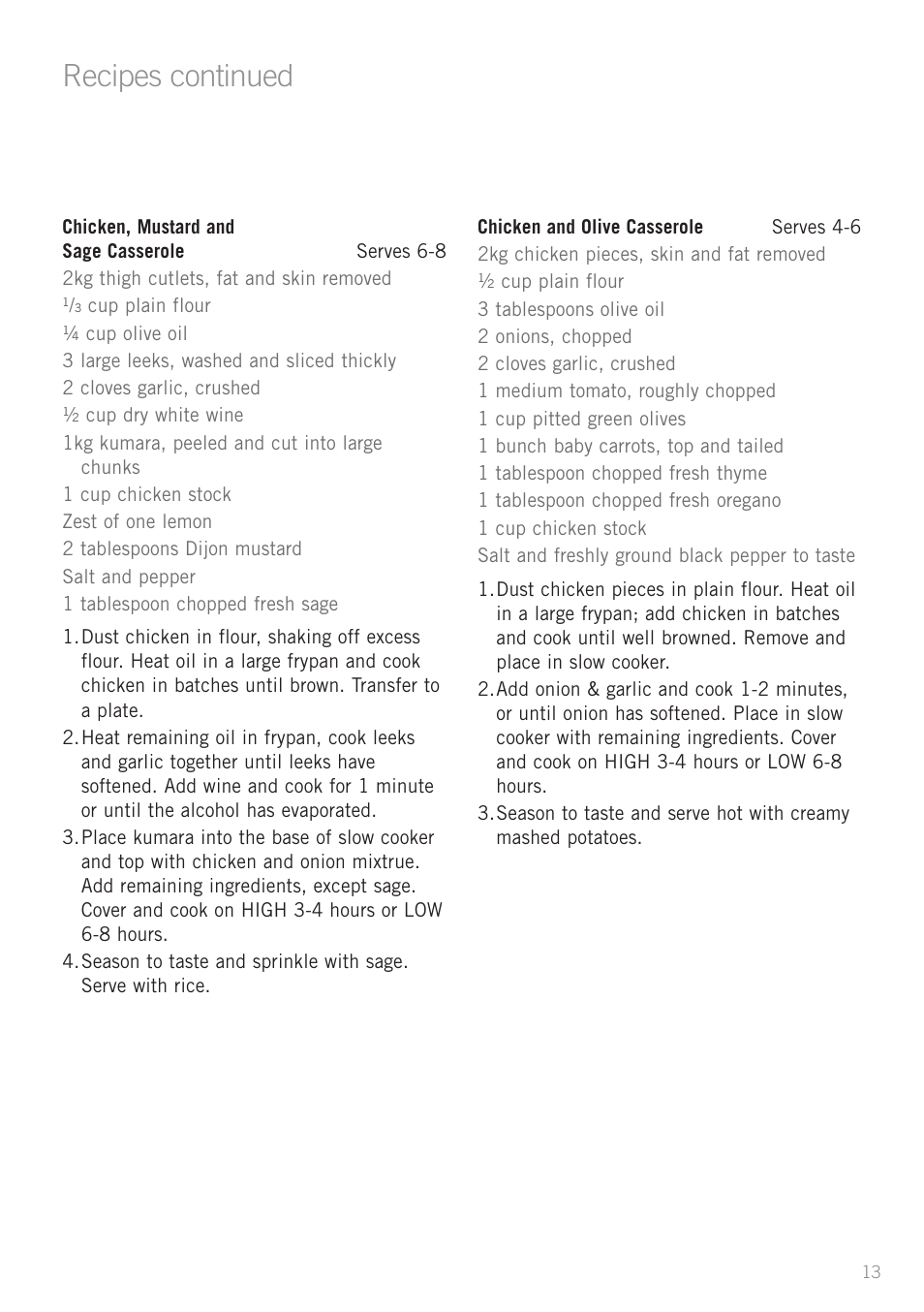 Recipes continued | Sunbeam HP5500 User Manual | Page 15 / 25