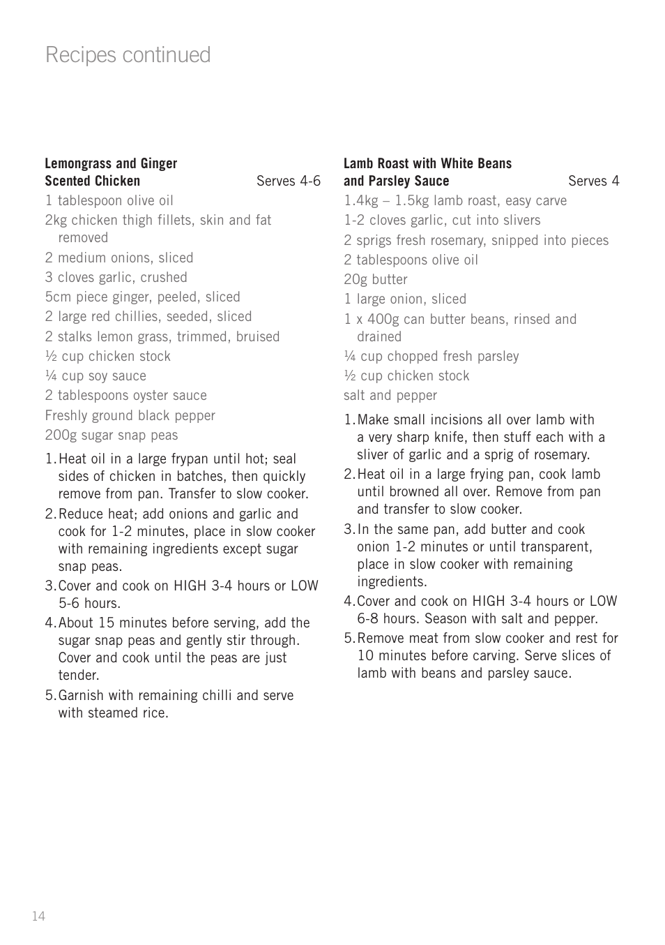 Recipes continued | Sunbeam HP5500 User Manual | Page 16 / 25