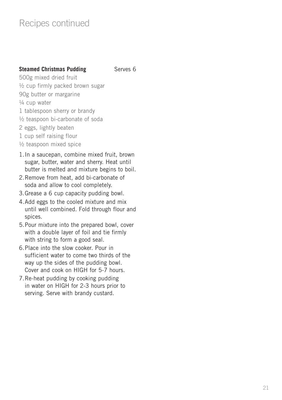 Recipes continued | Sunbeam HP5500 User Manual | Page 23 / 25