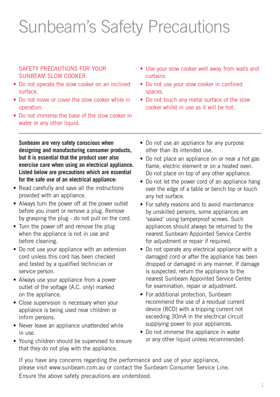 Sunbeam’s safety precautions | Sunbeam HP5500 User Manual | Page 3 / 25