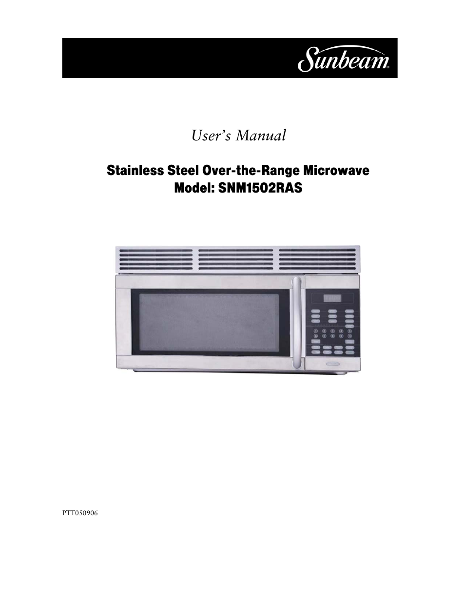 Sunbeam SNM1502RAS User Manual | 20 pages