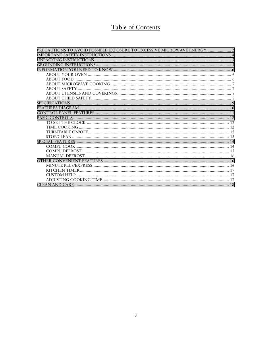 Sunbeam SNM1502RAS User Manual | Page 3 / 20