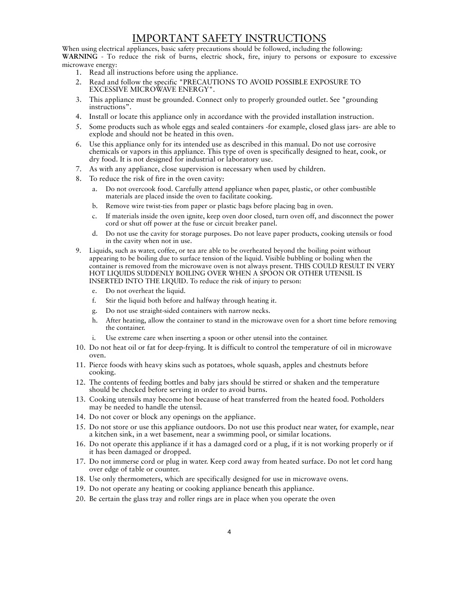 Important safety instructions | Sunbeam SNM1502RAS User Manual | Page 4 / 20
