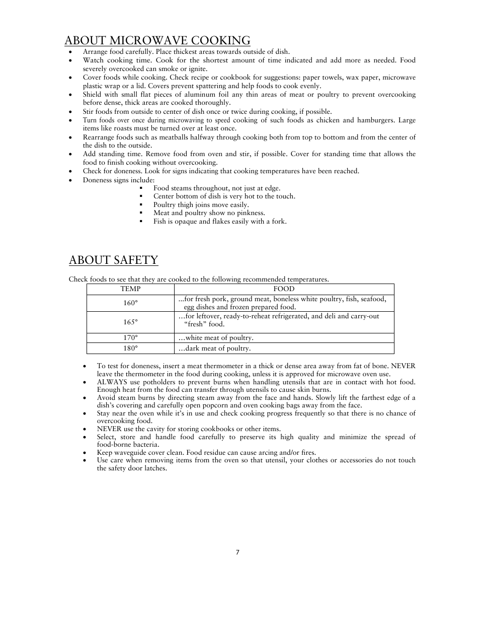 About microwave cooking, About safety | Sunbeam SNM1502RAS User Manual | Page 7 / 20