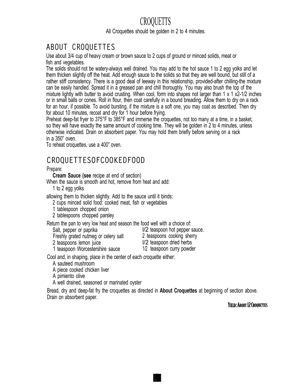 Croquetts, About croquettes, Croquettesofcookedfood | Sunbeam 3240 User Manual | Page 14 / 64