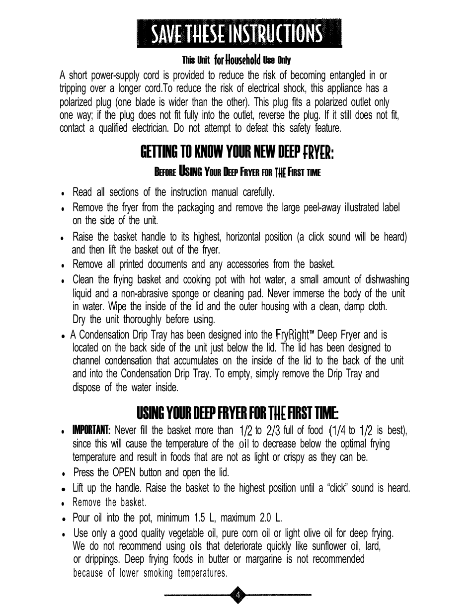 Getting to know your new deep, Using your deep fryer for first time, Important | Sunbeam 3240 User Manual | Page 4 / 64