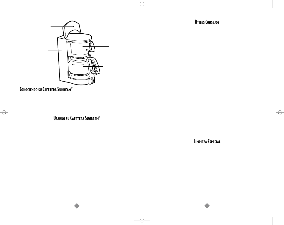 Útiles consejos, Limpieza especial, Conociendo su cafetera sunbeam | Usando su cafetera sunbeam | Sunbeam 3280 User Manual | Page 11 / 14