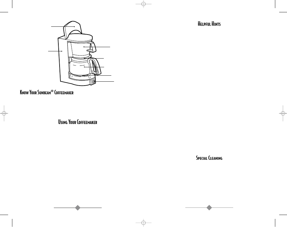 Helpful hints, Using your coffeemaker, Know your sunbeam | Coffeemaker, Special cleaning | Sunbeam 3280 User Manual | Page 3 / 14