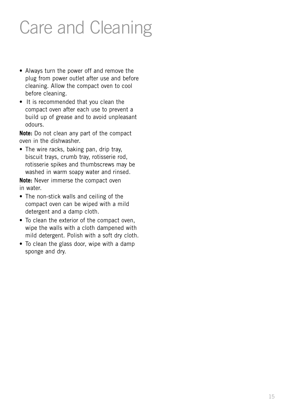Care and cleaning | Sunbeam BT6700 User Manual | Page 17 / 28