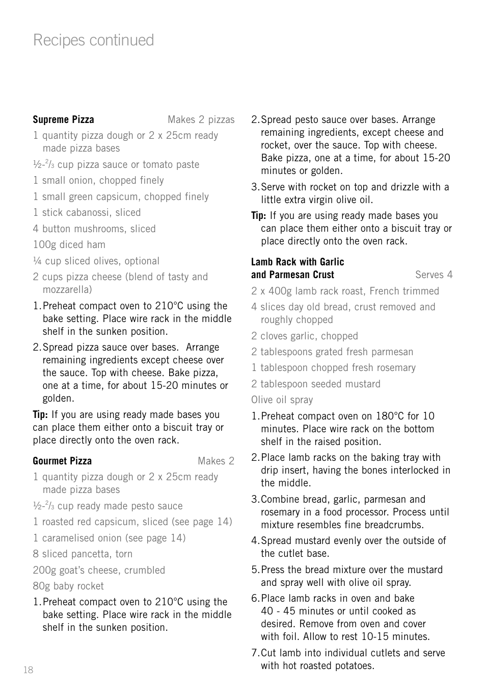 Recipes continued | Sunbeam BT6700 User Manual | Page 20 / 28