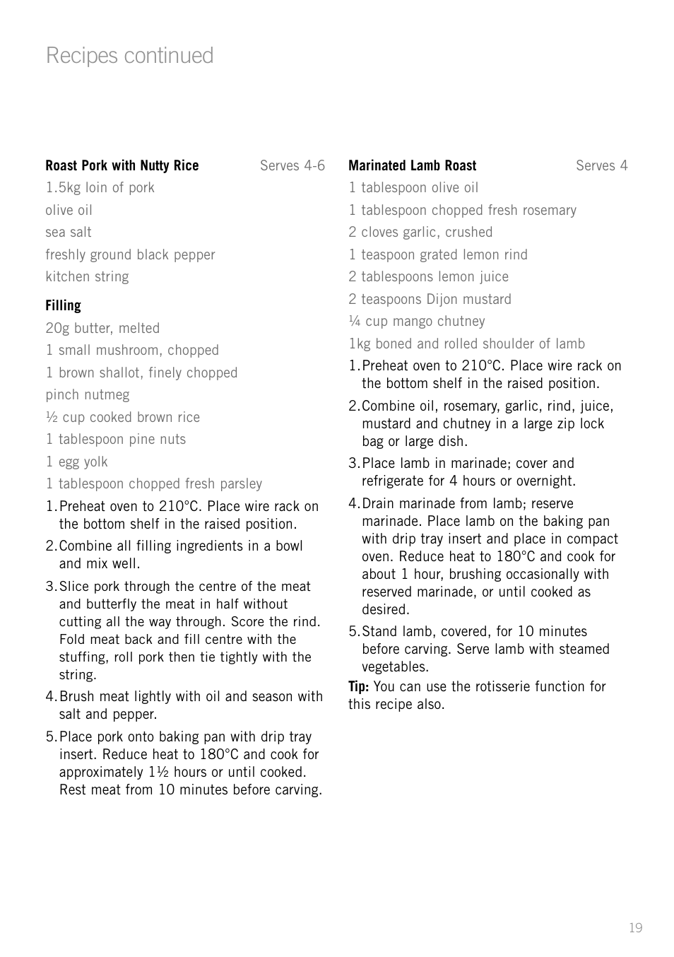 Recipes continued | Sunbeam BT6700 User Manual | Page 21 / 28