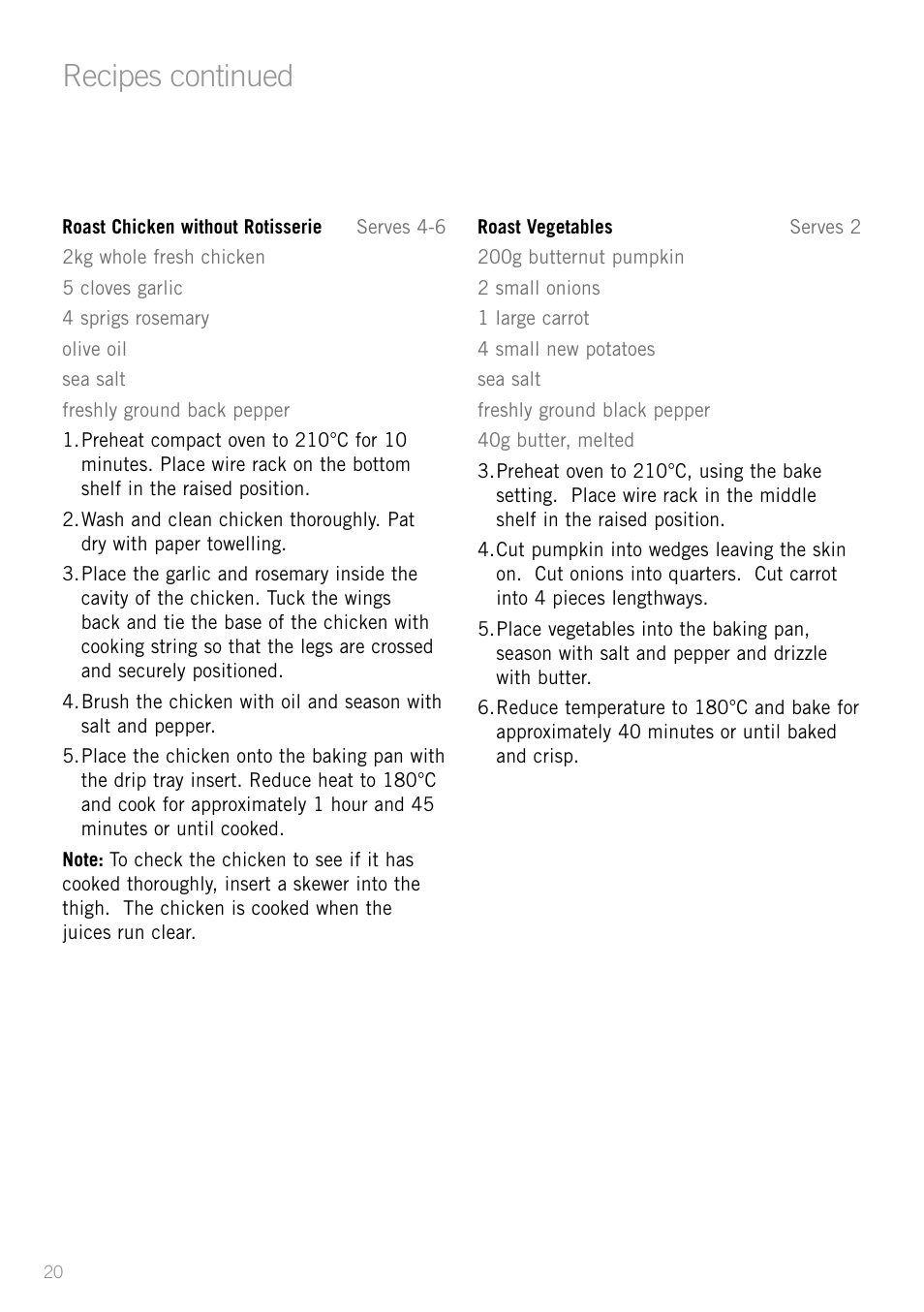 Recipes continued | Sunbeam BT6700 User Manual | Page 22 / 28