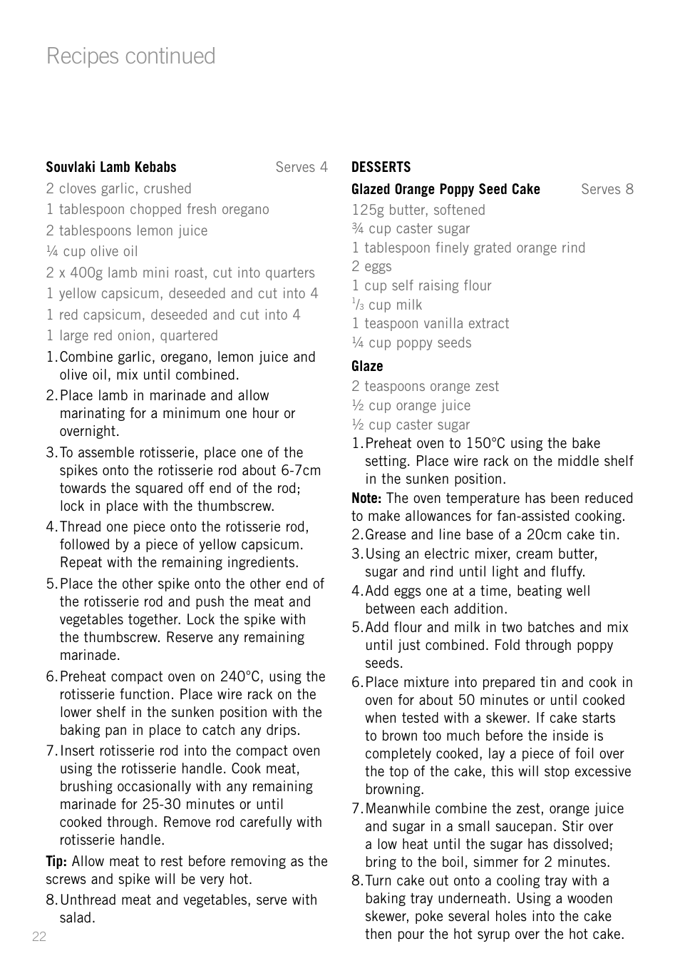 Recipes continued | Sunbeam BT6700 User Manual | Page 24 / 28