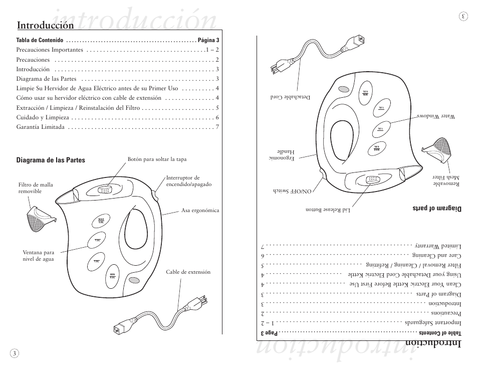 Introducción | Sunbeam 130068 User Manual | Page 4 / 8