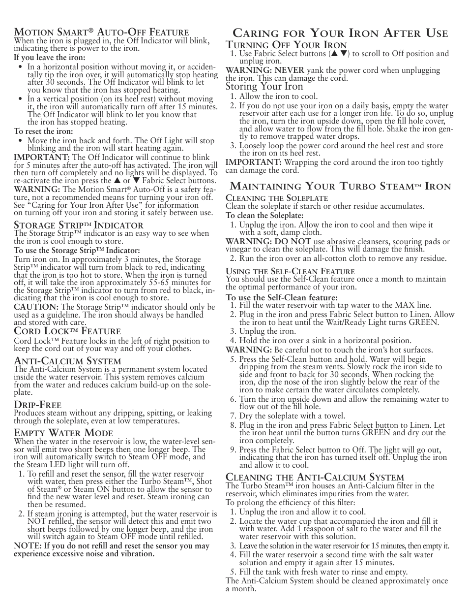 Storing your iron | Sunbeam 6062 User Manual | Page 5 / 14