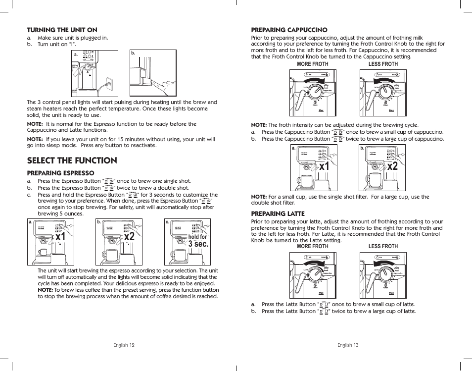 Select the function, 3 sec | Sunbeam BVMC-ECMP1001W User Manual | Page 7 / 20