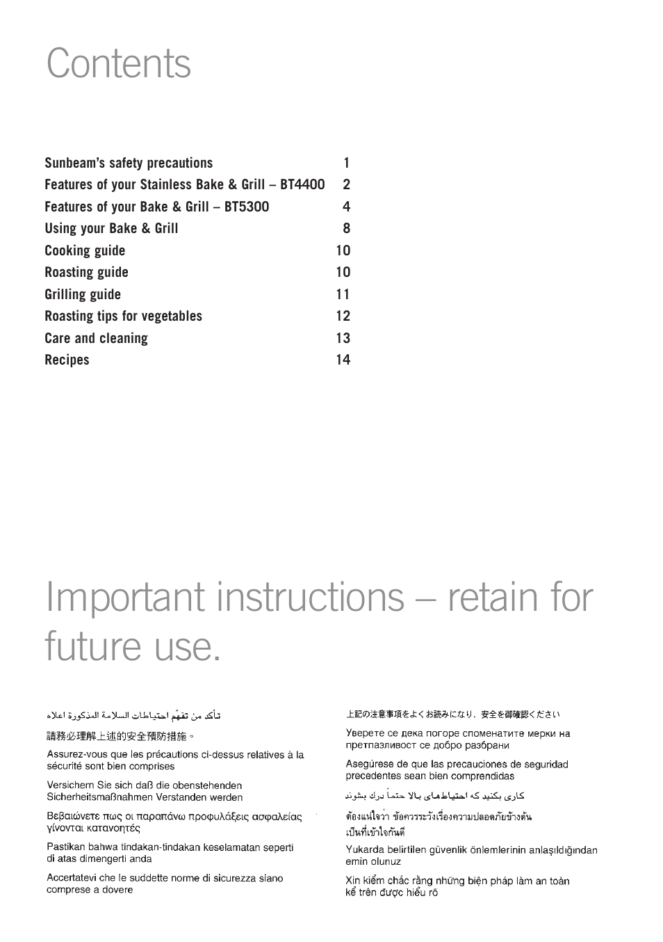 Sunbeam BT4400 User Manual | Page 2 / 24