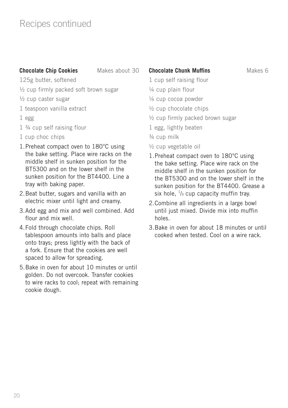 Recipes continued | Sunbeam BT4400 User Manual | Page 22 / 24
