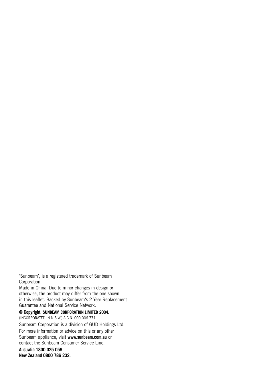 Sunbeam PU4800 User Manual | Page 11 / 12