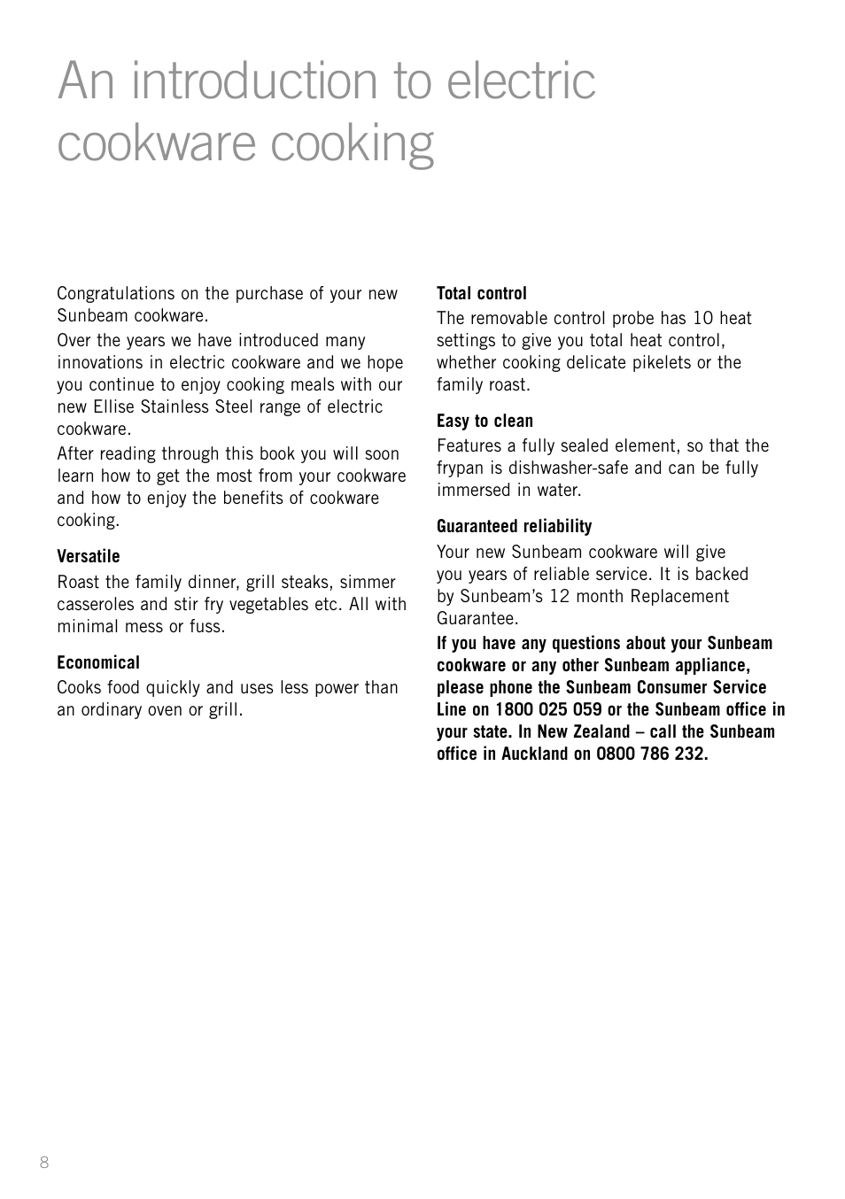 An introduction to electric cookware cooking | Sunbeam FP8910 User Manual | Page 10 / 34