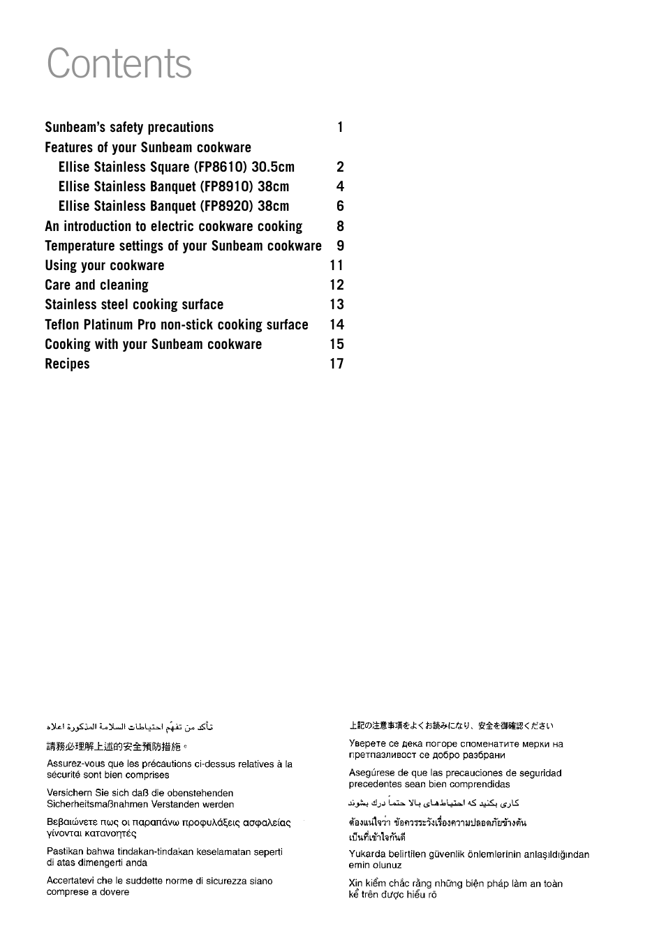 Sunbeam FP8910 User Manual | Page 2 / 34