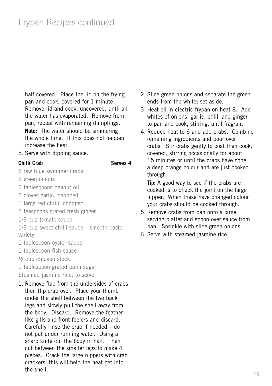 Frypan recipes continued | Sunbeam FP8910 User Manual | Page 21 / 34