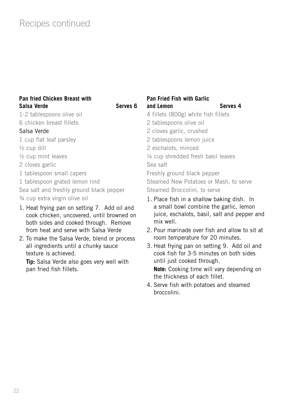 Recipes continued | Sunbeam FP8910 User Manual | Page 24 / 34