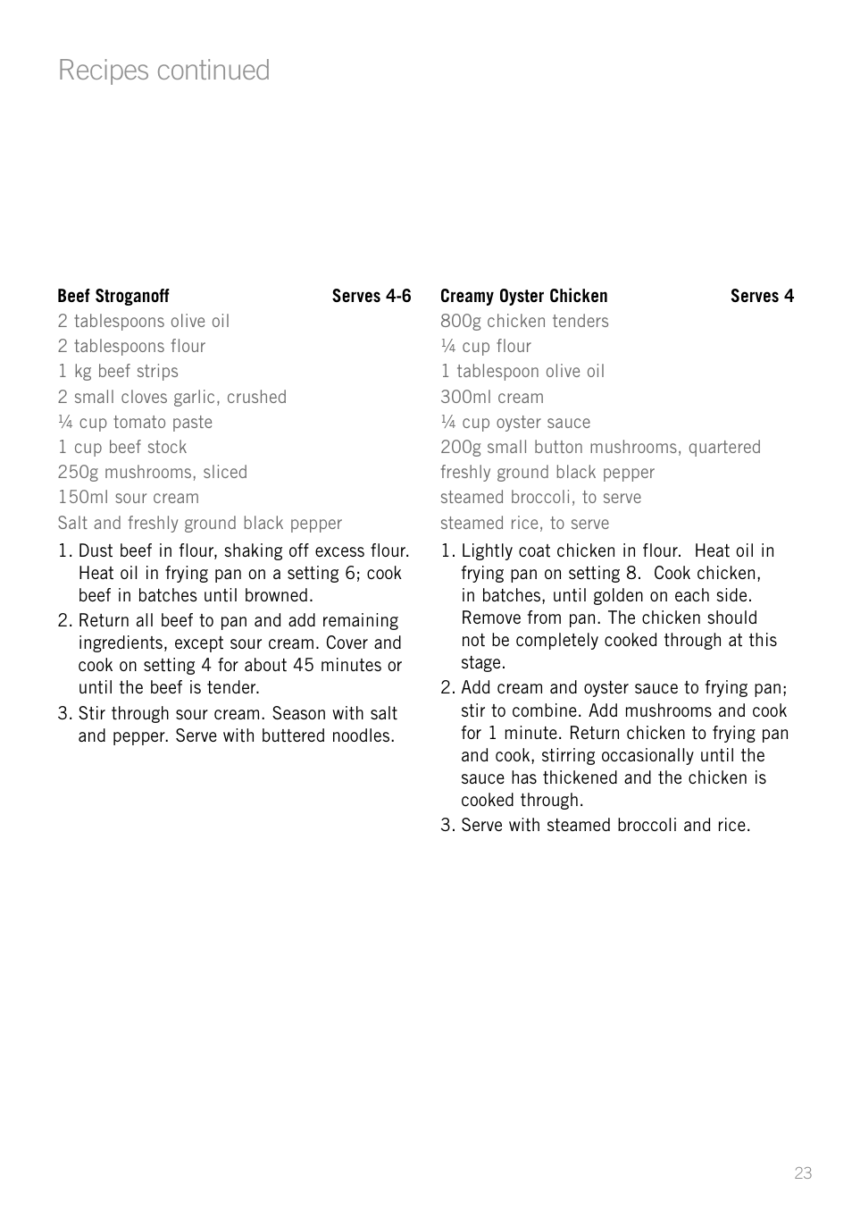 Recipes continued | Sunbeam FP8910 User Manual | Page 25 / 34