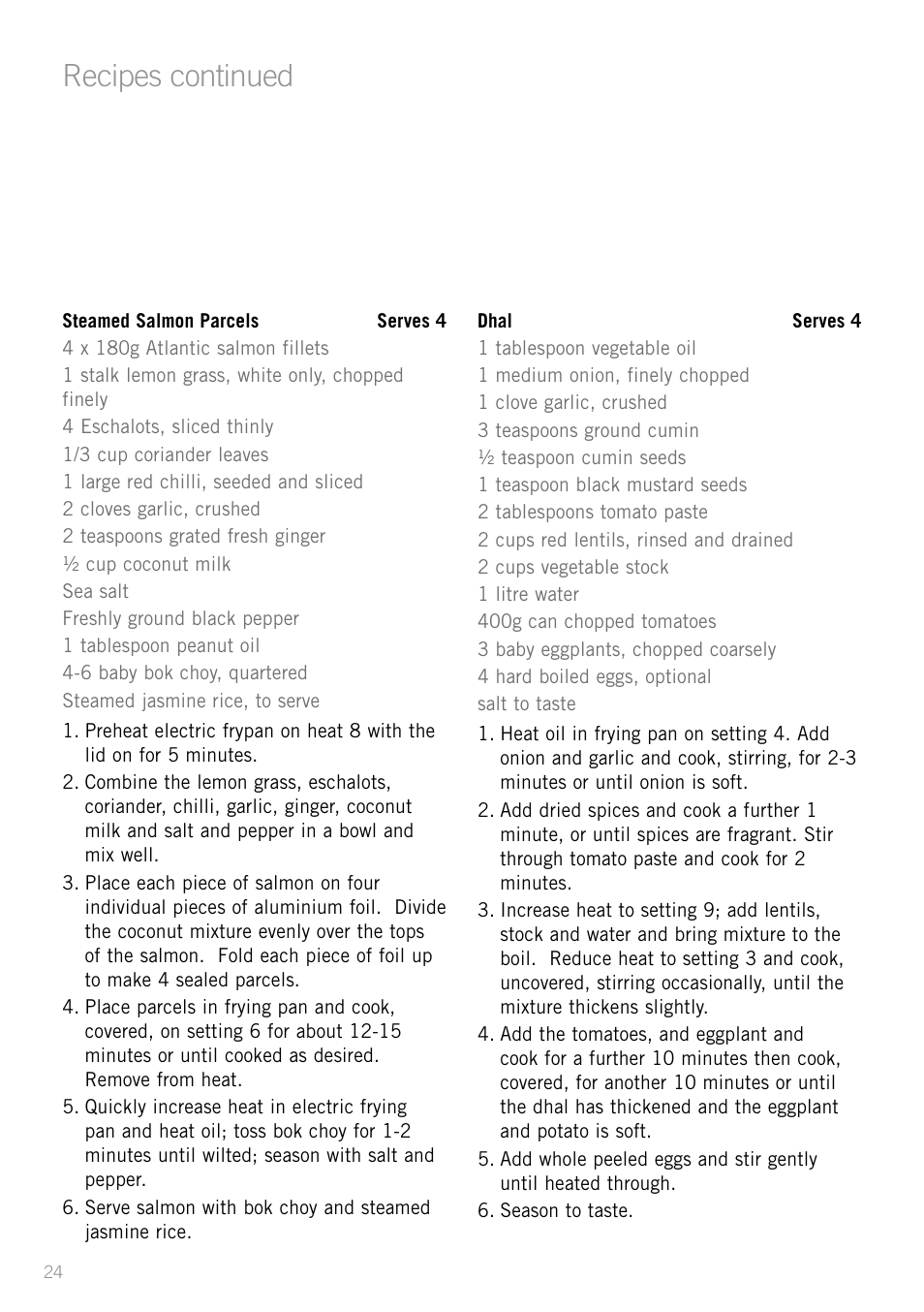 Recipes continued | Sunbeam FP8910 User Manual | Page 26 / 34