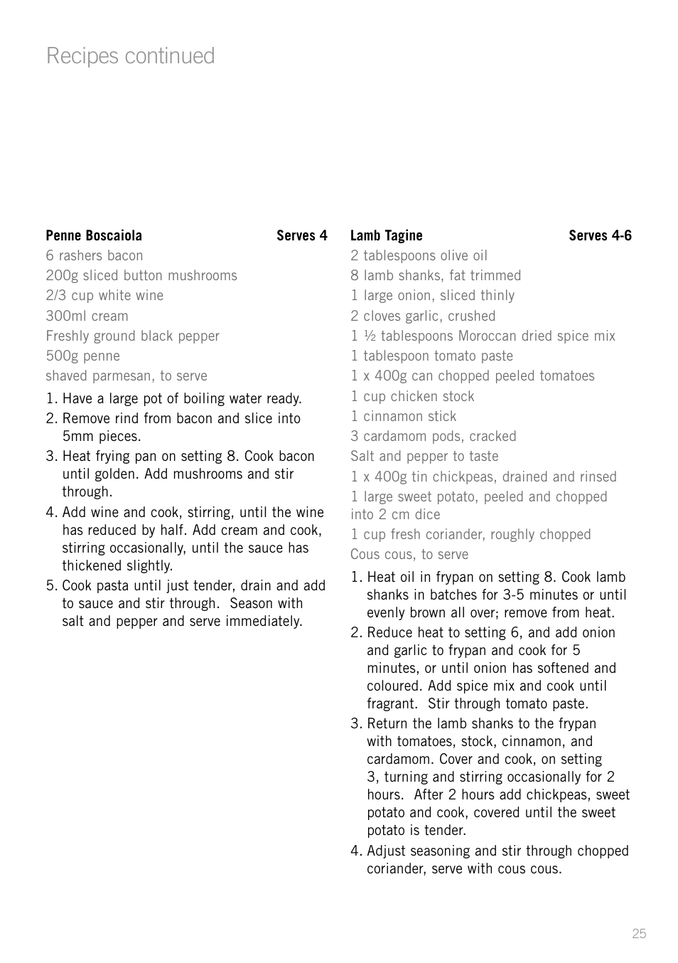 Recipes continued | Sunbeam FP8910 User Manual | Page 27 / 34