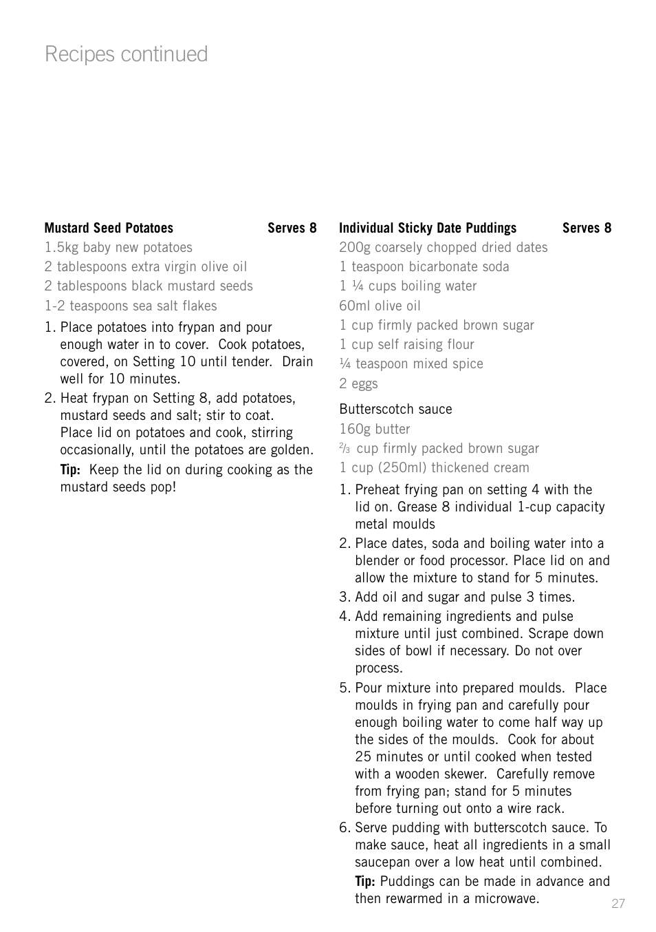 Recipes continued | Sunbeam FP8910 User Manual | Page 29 / 34